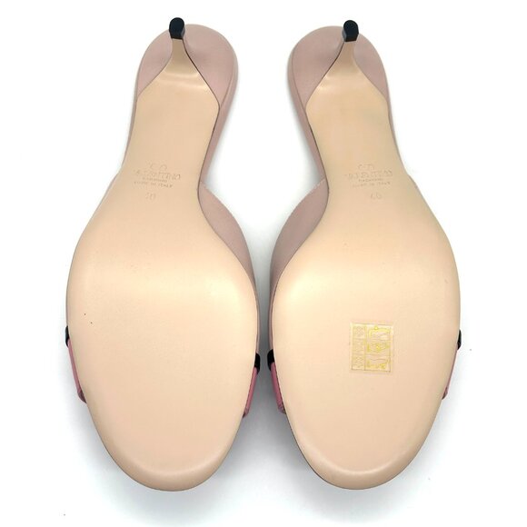 Valentino Bepointy Bow V Logo VLOGO Leather Slide Sandals Mules Heels Shoes - Picture 14 of 16